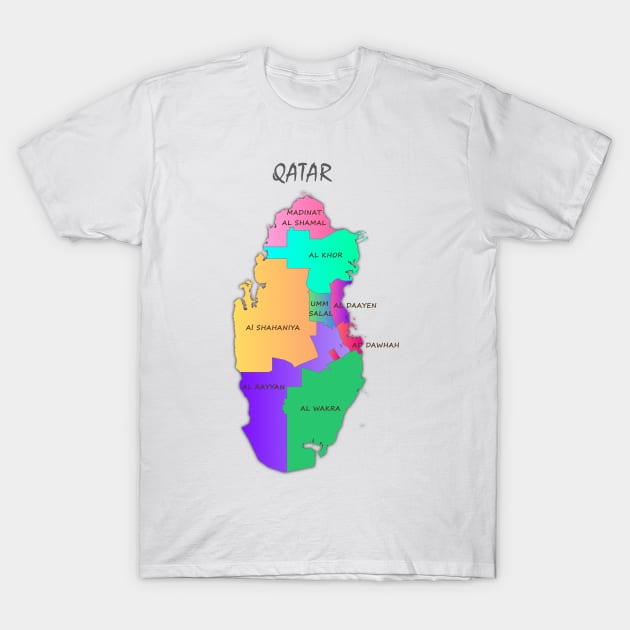 Map of Qatar with municipalities. Political map. Vector T-Shirt by Mashmosh